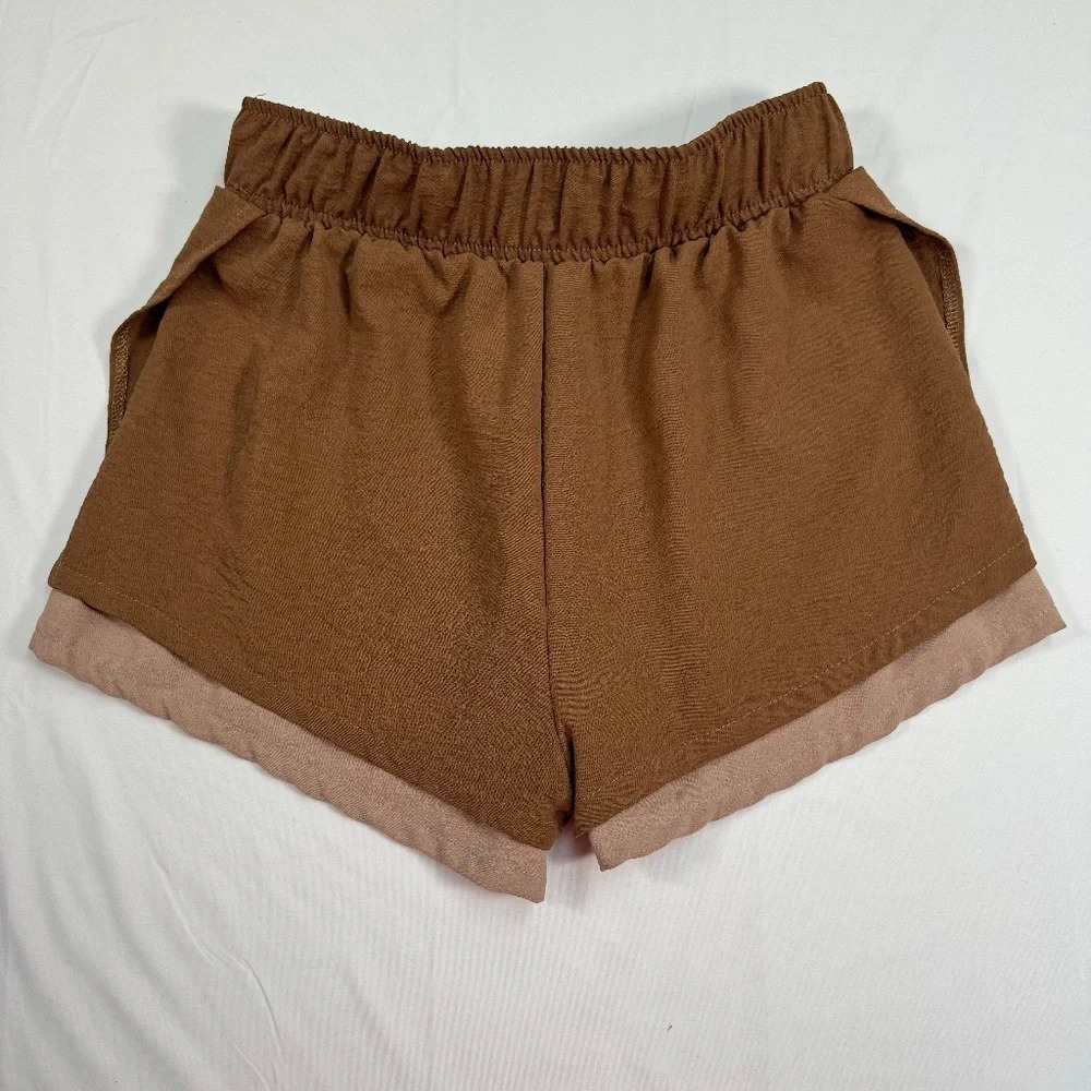 As Revival Pull On Shorts Womens Size Medium Brown Double Layer